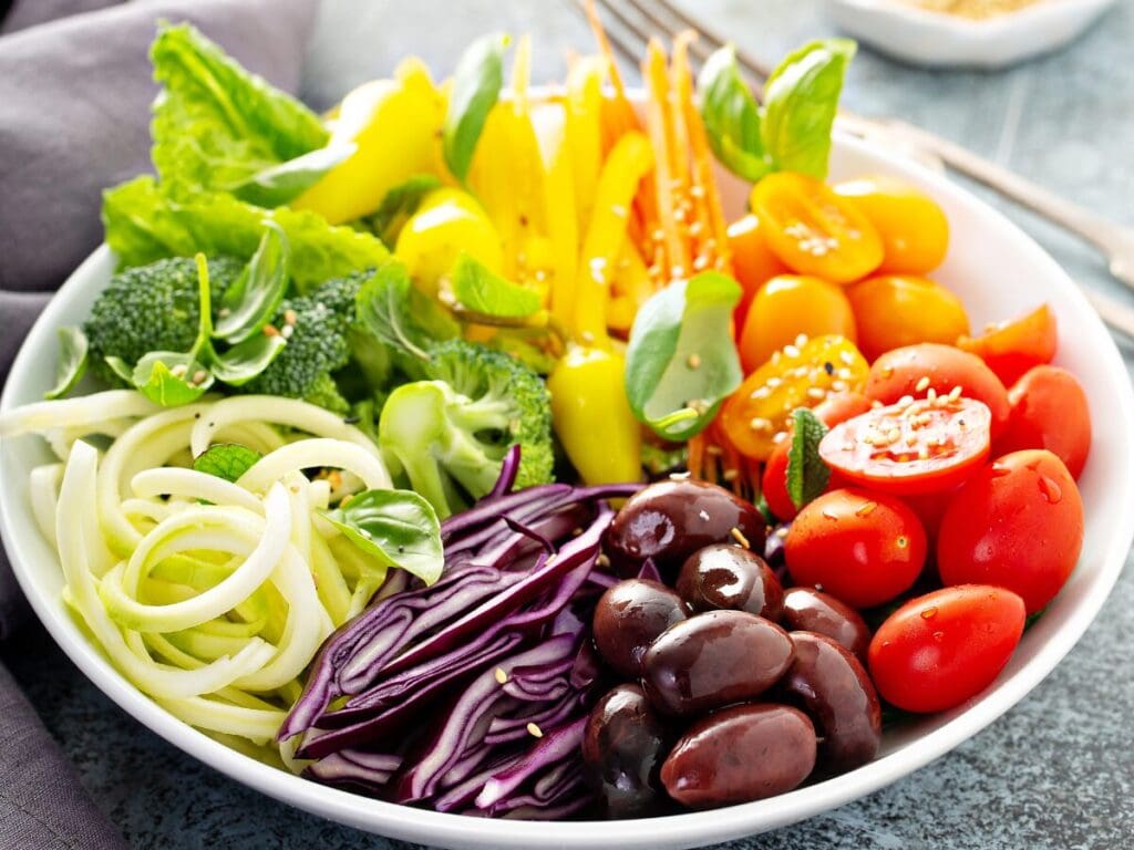 A colourful rainbow salad