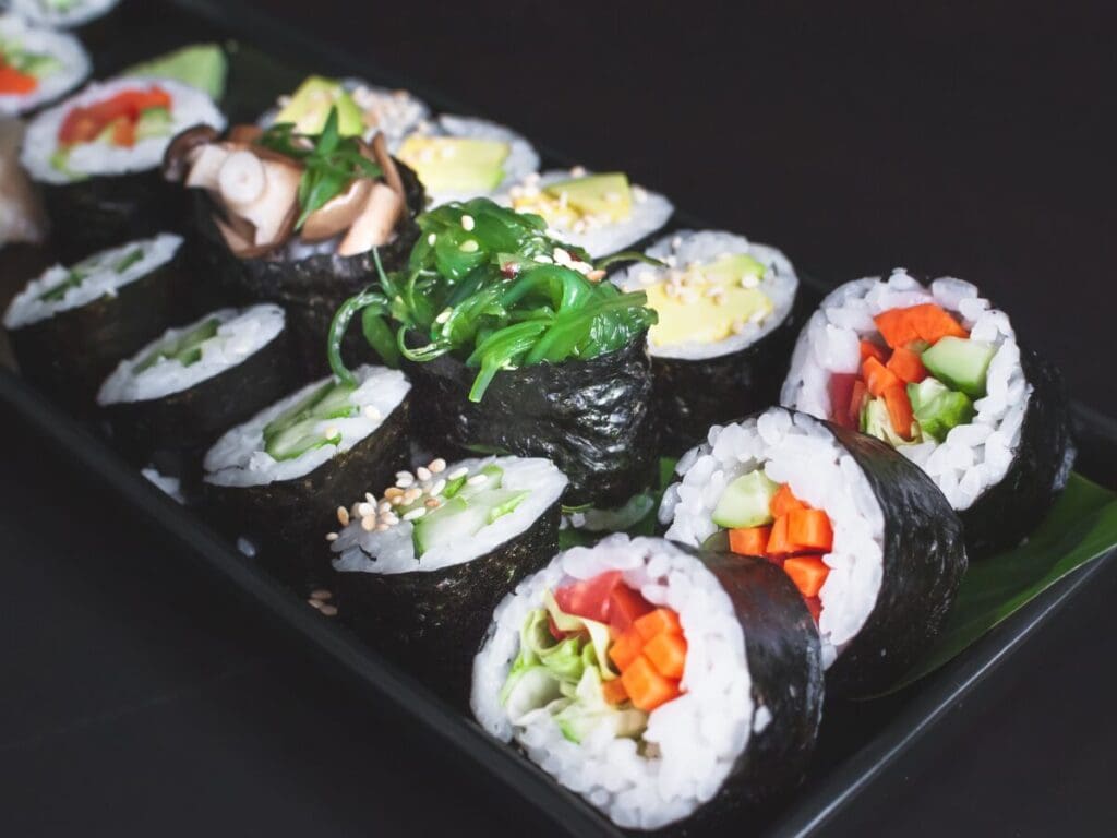 Colourful vegan sushi
