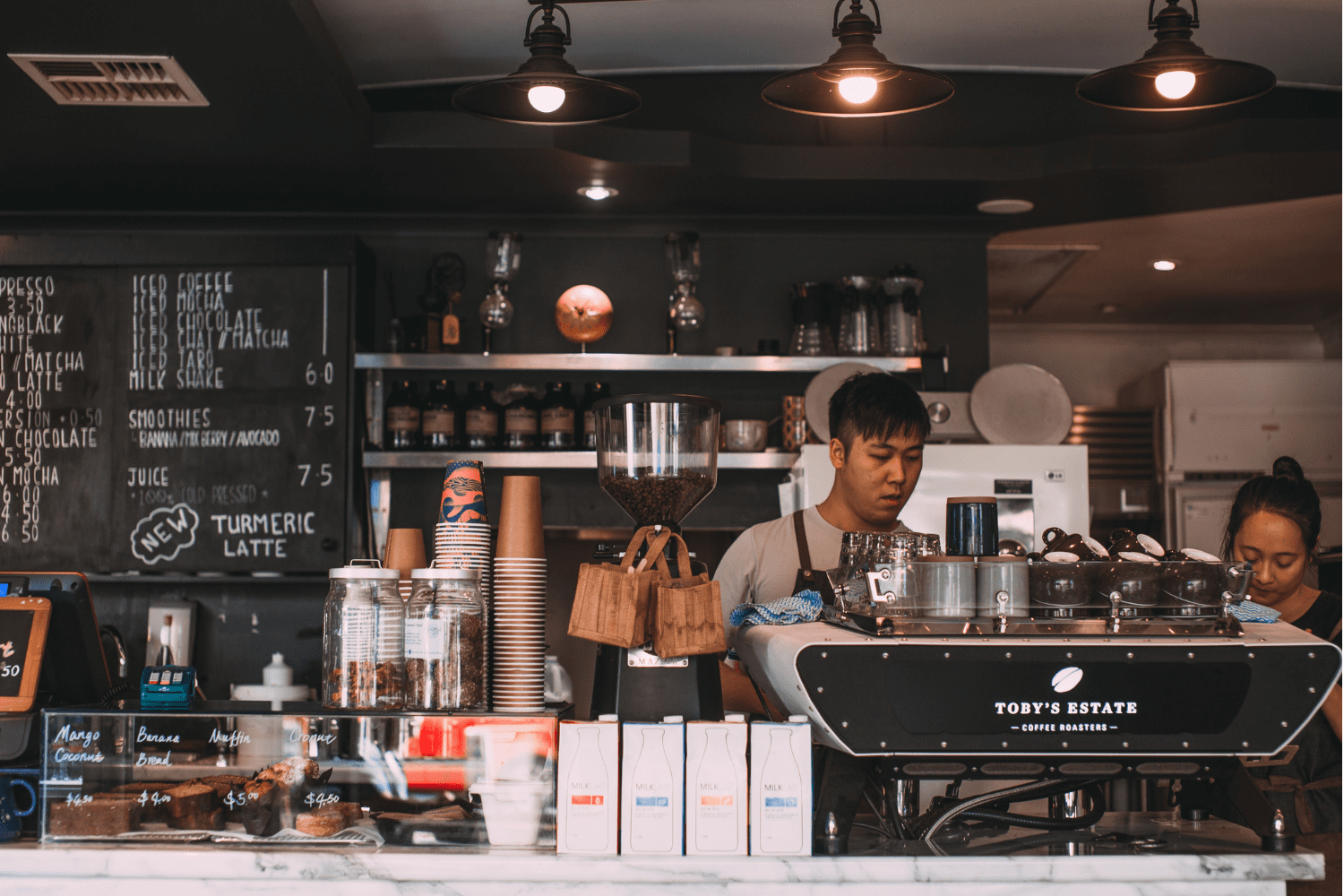 A coffee shop counter